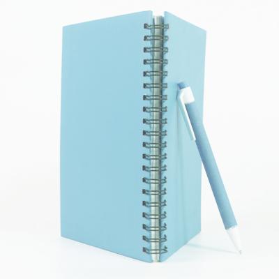 China Promotion Hard Cover Black Spiral Notebook with Matching Light Blue Gel Pen Solid Color Gift Diary for sale