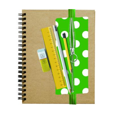 China Hardcover Sketchbook With Pull Out Zipper Pen Bag Spiral Binding Sketchbook Hardcover Blank Able Notebook for sale