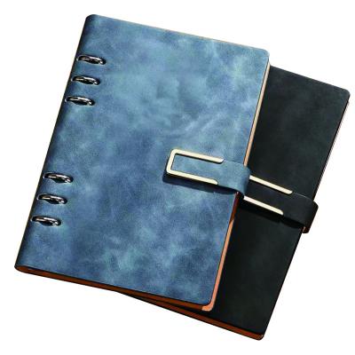 China Promotion 6 Ring Binder B5 A5 A6 Promotion 6 Soft Leather Cover Notebook Fashion Simple Striped Office Style Student Diary for sale