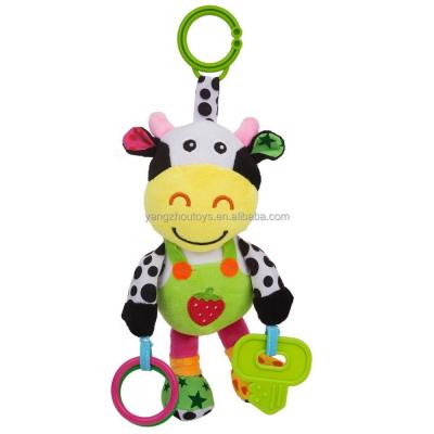 China Good Quality Plush Cow Stuffed Animal Toy Baby Toy Teether Clip for sale