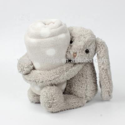 China Free Sample 100% Polyester Cute Rabbit Plush Animal Toy Blanket for sale