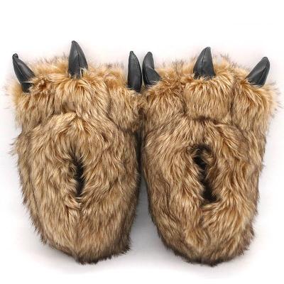 China Winter Warm Slippers Sale Plush Bear Paw Shoes Indoor Slippers for sale