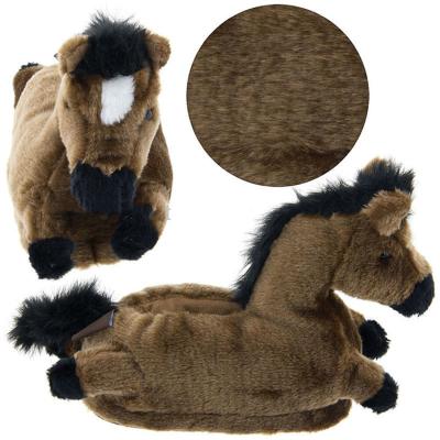 China New Style Plush Soft Sole Shoe Fashion Horse Plush Casual Indoor Animal Slippers for sale