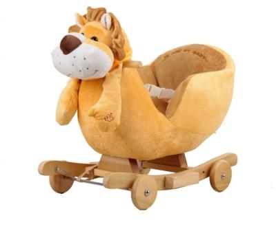 China Hot sale ICTI plush factory plush lion wooden rocking horse toy for children for sale