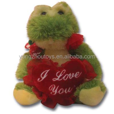 China Hot Selling JE T'AIME Stuffed Animal Valentine's Toy Animal Frog for sale