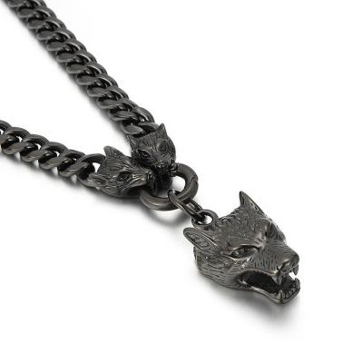 China Hiphop New Fashion New Trend Wolf Head Shape Pendant Necklace Stainless Steel Material Punk Style Hip Hop Jewelry for Men for sale