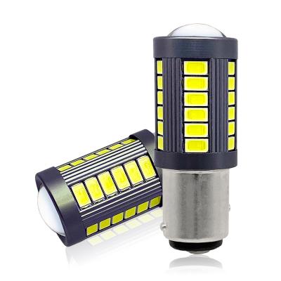 China LED 1157 BAY15D P21/5W Aluminum Lens DC 10-30V 5730 Car 33SMD Brake Tail Light for sale