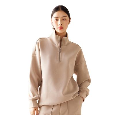 China Wholesale Hot Selling Anti-Wrinkle Zipper Sweatshirt Solid Color Quarter Fleece Korean Quarter Zipper Quarter Sweater Women for sale