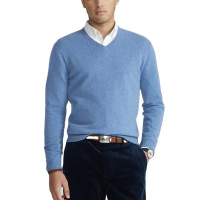 China Anti-wrinkle custom v neck lambswool sweaters knit comfortable pullover soild color men's golf sweaters golf sweater for sale