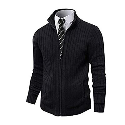 China New Men's Slim Anti-Wrinkle Slim Long Sleeve Zipper Cotton Suit Collar Full Knitted Sweater Jacket Can Be Customized for sale