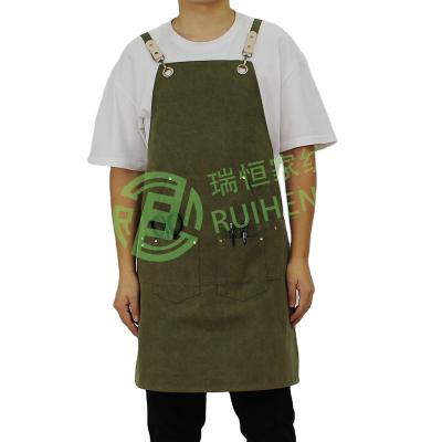 China Cotton Casual Luxury Apron Factory Work Heavy Duty Apron For Men And Women With Pocket And Cross-Back Straps for sale