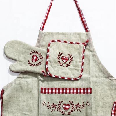 China 100% Cotton Casual Sleeveless Red With Pocket Khaki Apron for sale