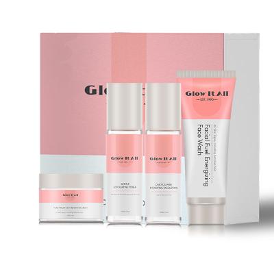 China Vegan Glow It All Brand Skincare Gift Set Mild Non-Irritating Women Moisturizing Skincare Set Body For Dark Skin for sale