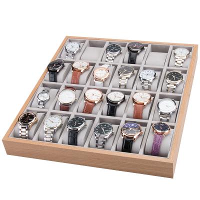 China Custom Solid Wooden Jewelry Bangle Bracelet Exhibitor Trays with 24 Slots Watch Display Trays for sale