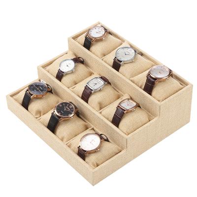 China Custom linen watch strap display linen canvas tray for watch display with competitive price for sale