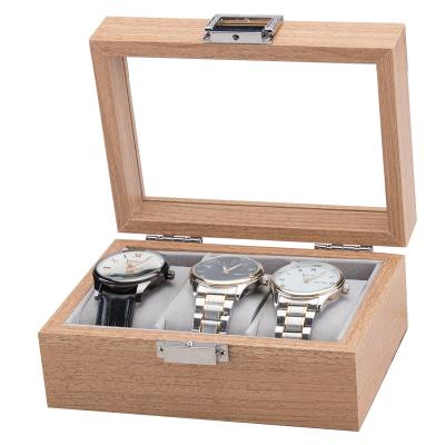 China Simple Solid Wooden Checkers Modern Handmade Wooden 3 Slots Wooden Checkers Watch Luxury Box for sale