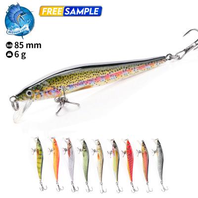 China Carp Swimming Lures-Black-Minnow Topwater Fishing Bait Trout 6.5g Action 85mm Vivid Fish Bionic Minnow Lures Hard Bait for sale