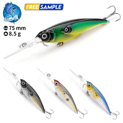 China Vivid Fish Swimming Action 75mm 8g Floating 3D Eye Minnow Lure Trout Bait Fishing Accessories Jerkbait Minnow Freshwater Fishing Lure for sale