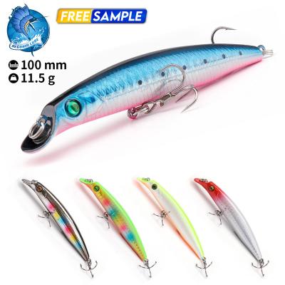 China Free Samples Vivid Fish Action Swimming Long Casting Hard Body Minnow Crankbait Prime Bionic Lip 100mm Minnow Fishing Lure for sale