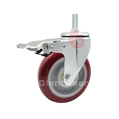 China Swivel With Brake Swivel High Quality Medium Duty M12*30mm PU Threaded Stem Casters for sale