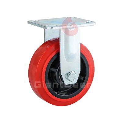 China High Quality Fixed Type Rigid Large Wheels And Heavy Duty PVC Red Black Wheel Trolley Casters for sale