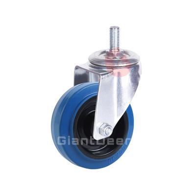 China High Quality European Style Heavy Duty Swivel Swivel Screw Stem Industrial Blue Elastic Rubber Wheel for sale