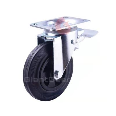 China Swivel With Brake Professional Supplier 6Inch 8 Inch Industrial Plastic Core Trash Can Caster Rubber Wheel With Brake for sale