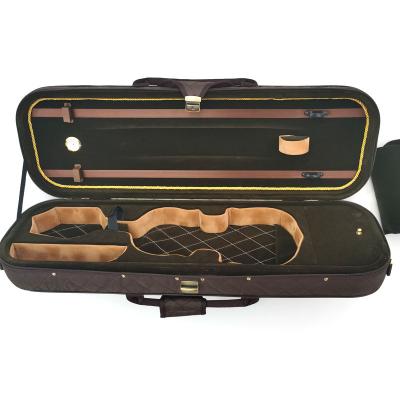 China Psttern Brown Diamond Violin Case 2021 New Arrival Water Proof Oblong Violin Case for sale