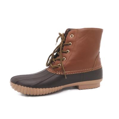 China Wholesale Round Lace Up Warm Short Waterproof Rain Duck Hunting Boots For Women for sale