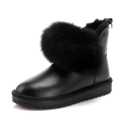 China Fashionable Thermal High Quality Waterproof Cow Sheepskin Fur Fox Ankle Leather Snow Boots For Women for sale