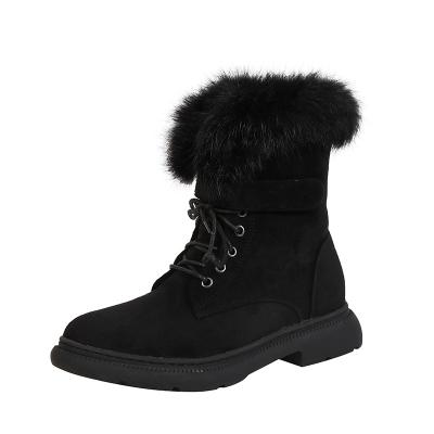 China Plus Size Thermal Fur Side Collar Winter Zipper Fashion Ladies Chunky Unique Ankle Boots For Women for sale