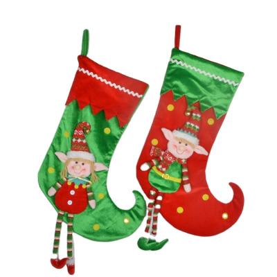 China Wholesale Cloth 2022 3D Christmas Elf Stocking Lovely With Legs Gift Bag Wholesale Christmas Tree Jars Decorations for sale