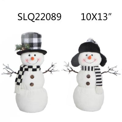 China Creative Cute Miniature Plush Toy Snowman Cloth Customization Indoor Christmas Squash Body Ornament Black And White for sale