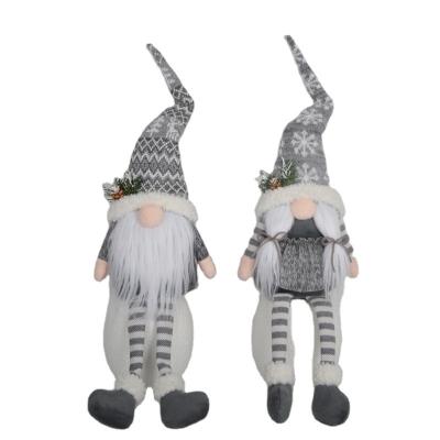 China POLYESTER Christmas Sitting Gnome With Legs Shelf Ornament Knitted Gnome for sale