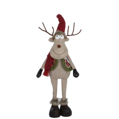 China 2021 Polyester Plush Christmas Reindeer Decoration Standing Navidad Ornament for sale