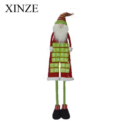 China Polyester Navidad Plush Stuffed Santa Claus Advent Christmas Calendar Stretchy Fabric for sale