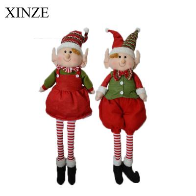 China Polyester Christmas Stuffed Sitting Elf Dangle Legs Doll Toy Navidad Ornament for sale