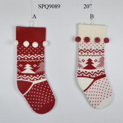 China 2020 Wholesale Christmas Deoration Christmas Holiday Pompom Knit Xmas Stocking Decorative Woolen Socks Hanging Ornament Decoration Supplies for sale