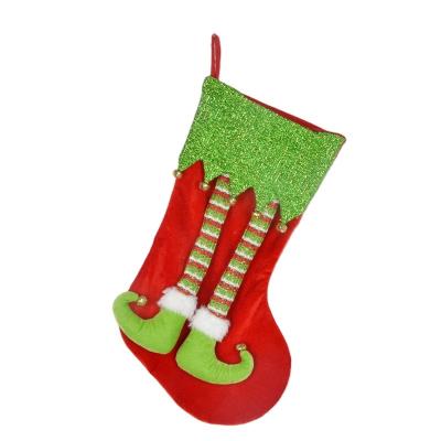 China 2020 Bulk Christmas Decoration Noël de Navidad Hanging Stocking Stuffed Elves Legs Felt Bell Small for sale