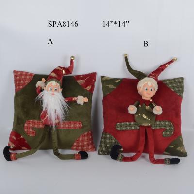 China Home Decoration Christmas Ornament Stuffed Santa Claus And Elf Cushion Christmas Pillow Covers Wholesale for sale