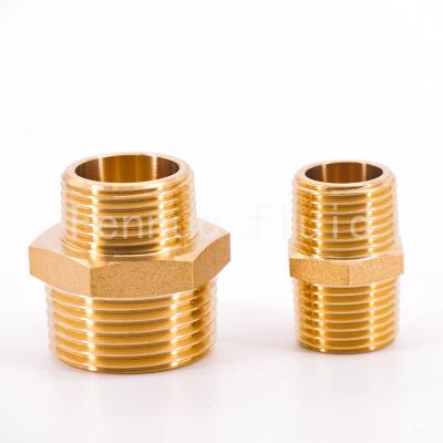 China Brass Nipple Connecting Thread Fittings 1/2inch-4inch Pipe Thread Manufacturer Brass Pipe Fittings BSP for sale