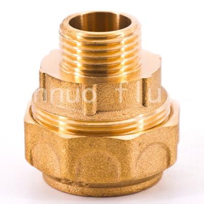 China Connect To PE Pipe System Manufacturers China Compression PE Pipe Fitting Coupler Brass Male Connector 20MM X1/2 for sale