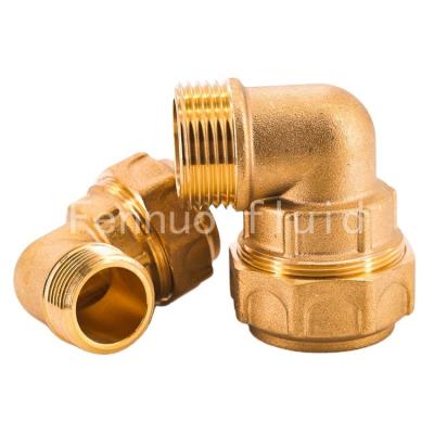 China Connect To PE Pipe System Chinese Manufacturer 90 Degree Male Threaded Elbow Compression PE Brass Forged Pipe Fitting For Coupling Fittings for sale