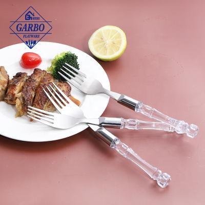 China Cheap Factory Price Viable Stainless Steel Tumbler Polish 410ss Dinner Fork With Plastic Handle 13/0 Stainless Steel Dessert Fork for sale