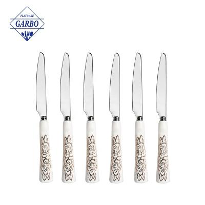 China Sustainable Ceramic Flower Handle Stainless Steel Fruit Knife Set Hot Sale In All Over The World Fork Set Original Made In China Factory for sale