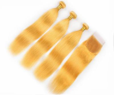 China Brazilian Straight Yellow Hair Bundles With Closure 3 PCS Hair Bundles Hair Bundles With Closure for sale