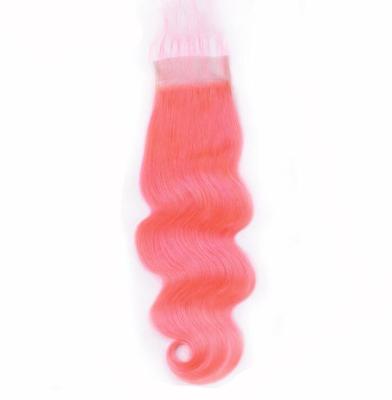 China Wholesale Body Wave Pink Color Brazilian Straight Hair Closure Cuticle Aligned Hair Lace Closure for sale