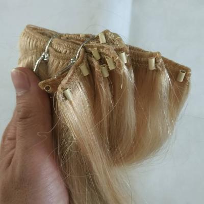 China 100% Silky Straight Wave Tube Hair Extensions Hair Weft Weft With Beads Blonde Color One Stage Weft for sale