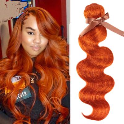 China Brazilian Straight Hair Orange Blonde Color Body Wave Hair Weave Bundles 8 To 28 Inches Hair Extension for sale