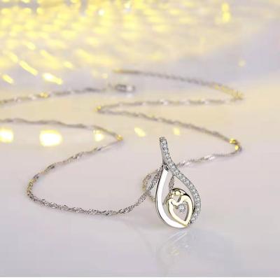 China Parent-child Mother's Day Simple Romantic Heart-shaped Necklace S925 Colorful Silver Women's Pendant Necklace for sale